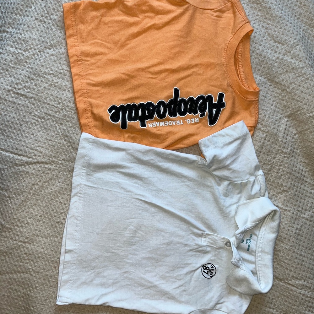 Aeropostale Kids Orange and White Toddler Shirts